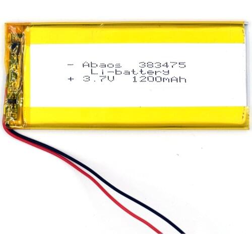 3.7V 1200mAh Li-polymer Rechargeable Battery lithium Li-Po ion for MP3 MP4 KTV family microphone with GPS 383475