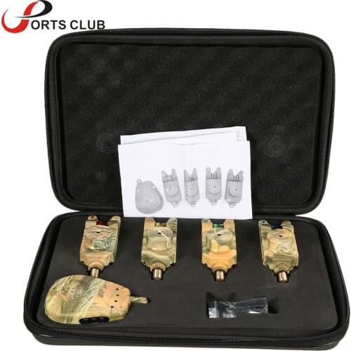 Lixada 4 Fishing Bite Alarms + 1 Receiver For Fishing Rod Fishing Alarm Alert Set with Case Wireless Fishing Bite Alarm Set