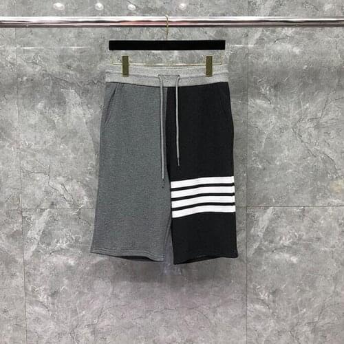 2021 Fashion TB THOM Brand Casual Shorts Men Women Summer Patchwork Casual Sports Trousers Cotton Straight Jogger Track Shorts