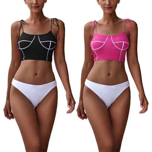 Fashion Strappy Lace-up Bikini Sets Brief Women Low-waisted Swimsuits Two Pieces Suits 2020 Brand New Female Beachwear Outfit