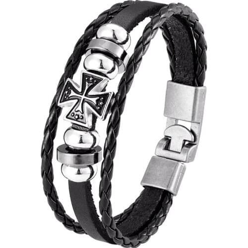 New Lucky Vintage Leather Bracelet Mens Las Vegas Charm Multilayer Woven Ladies Bracelets Valentines Gift Pulseira Masculina