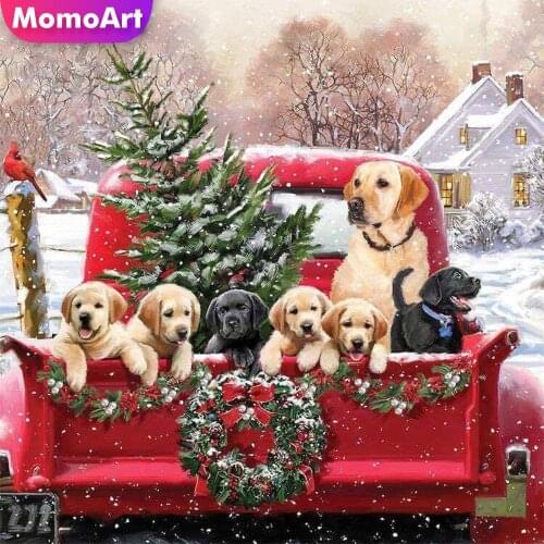MomoArt Diamond Embroidery Dog Cross Stitch Set Diamond Painting Animal Picture Of Rhinestone Car Mosaic Christmas Wall Decor