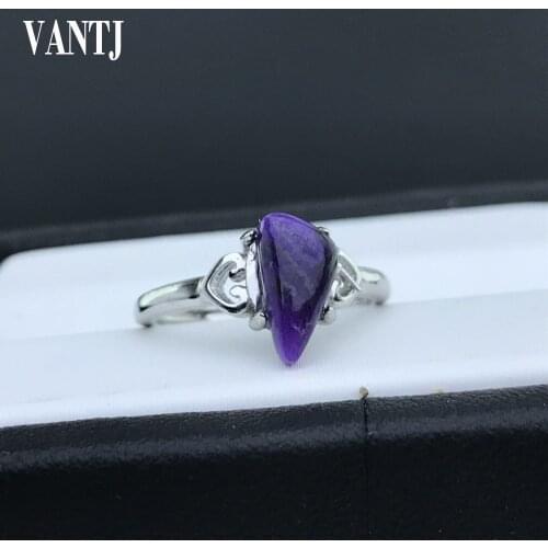 Natural Sugilite Rings Sterling for Women Sparkling Gemstone Anniversary Classic Fine Jewelry Gift Collier