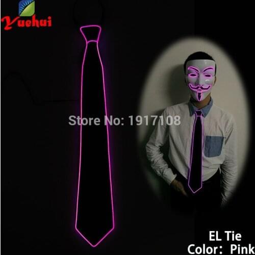 New arrival DC-3V Battery Powered Sound active 10 Color Choice Light Up LED Necktie EL tie For Festival Wedding Party Decoration