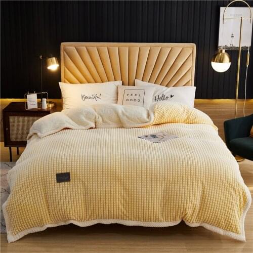 AB side Duvet cover Winter fleece Cashmere comforter/quilt cover Yellow Grey warm soft blanket 150*200cm home textile bedding