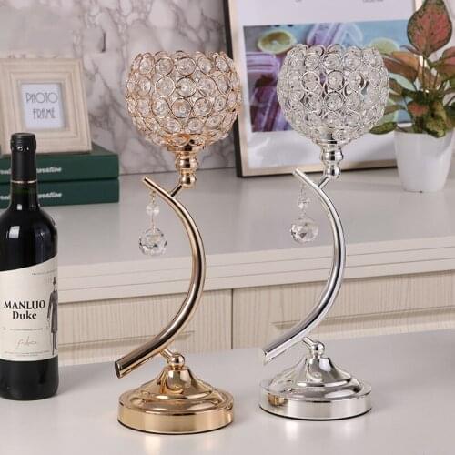 IMUWEN Single Candle Holder Crystals Candle Stand Wedding Centerpiece Center Luxury Candlestick For Home Table Decoration