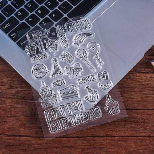 Clear Silicone Stamps Birthday party for DIY Scrapbooking/Card Making/Kids Fun Decoration Supplies
