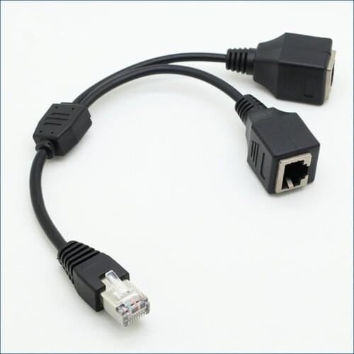 RJ45 1 Male to 2 Female Socket Port LAN Ethernet Network Splitter Y Stable Transmission Cat5e Cat5 Cat6 Easy Adapter Cable