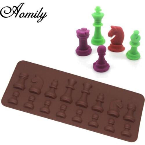 Aomily 21.8*8.8cm16 Cavity Chess Shaped Chocolate Cake Sugar Silicone Mould Ice Mini Cube Tray Kitchen Baking Pastry Tools