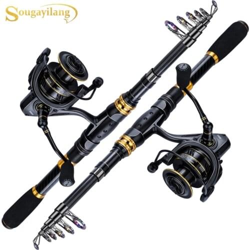 Sougayilang Fishing Rod Combo Spinning Fishing Wheel Sea Rod 1.8-3.3M Full Kit Telescopic Spinning Rod Reel Fishing Tackle