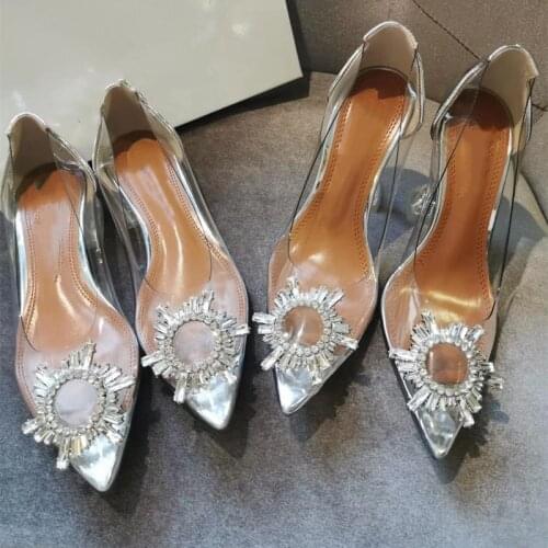 2021 New Rhinestone Transparent Crystal High Heel Pumps Sandals for Women
