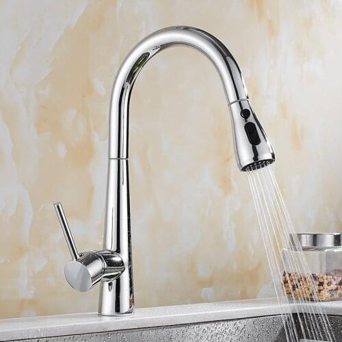 Kitchen Faucets Single Handle Black/Chrome Pull Out Kitchen Faucet Single Hole Handle Swivel 360 Degree Sink Mixer Tap Mixer Tap
