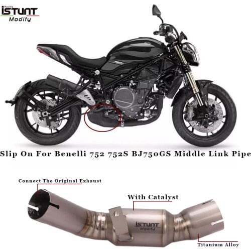 Motorcycle Exhaust Escape Titanium Alloy Middle Link Pipe Cat Delete Eliminator Enhanced Slip On For Benelli 752 752S BJ750GS