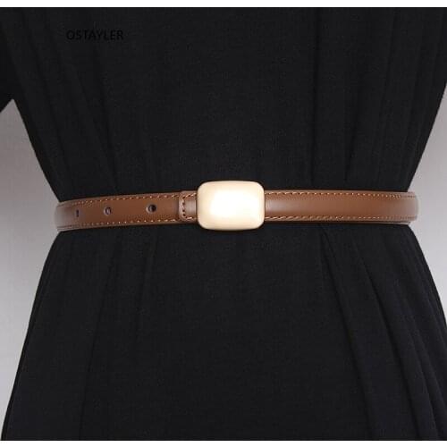 High Quality Women Cowhide Belt Brand Design Female Slim Corset Strap Coffee Khaki Real Cow Leather Cinch Waistband Jean Belts