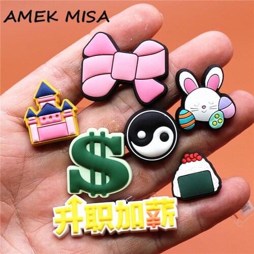 Japanese Rice Ball Bunny Shoe Charms Accessories Bow Tai Chi Get Promoted Shoe Buckle Decorations fit Kids X-mas Party Gift U270