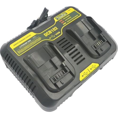 Dvisi Li-Ion Battery double usb Charger 4.5A Max for Dewalt 10.8V 12V 14.4V 18V 20V 60V DCB105 DCB101 DCB102 DCB112 DCB205