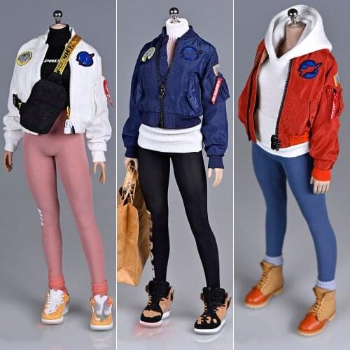 1/6 Scale Female Flight Jacket Coat Clothes Model Accessories for 12" Figure Body Toy in Stock