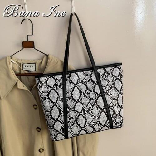 Women Bags Design Snakskin Pattern Quality Shoulder Bag Lady Large Capacity Shopping Bag Women Totes Purse And Handbag
