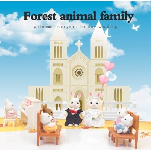 1:12 scale toy house furniture miniature 1/12 rabbit panda girl toy forest animal family children simulation pretend game set
