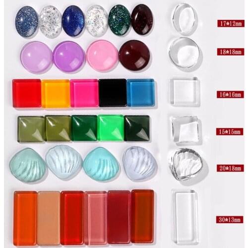 10Pcs Oval Clear Glass Nail Tips Color Card Square Round Rectangular Shell Shape Holder Manicure Tool Gel Polish Designs Display
