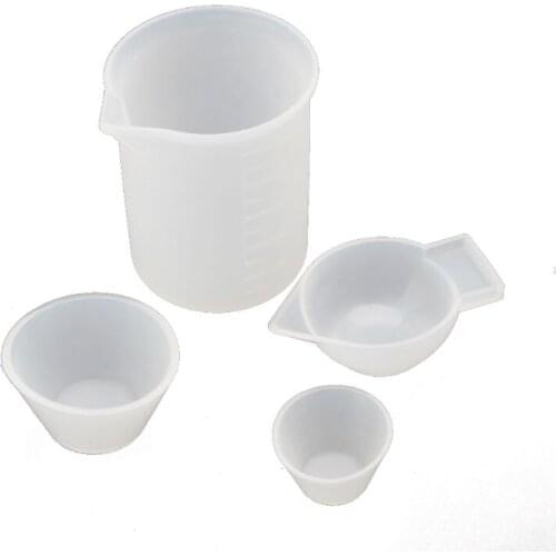 4Pcs Silicone Mixing Cups Measuring Cups 100ml 10ml DIY Resin Jewelry Tools Kit R58E