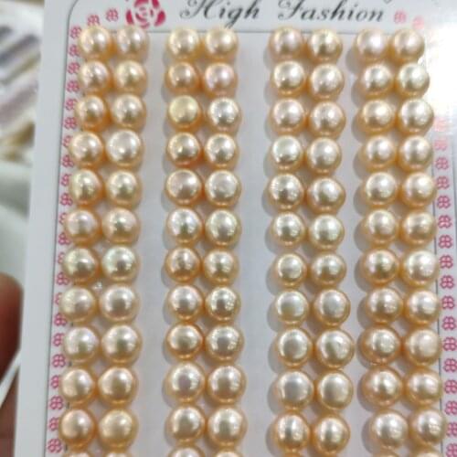 45 Pairs Natural Freshwater Native Pearl Button Shape 7-7.5mm Loose Beads for DIY Jewelry Making Necklace Bracelet Accessories