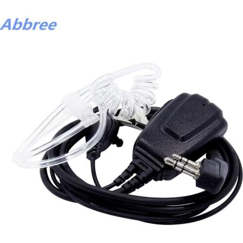 ABBREE Big PTT 2-Pin Covert Acoustic Tube Walkie Talkie Earpiece Mic for Kenwood TYT Wouxun Baofeng UV-5R BF-888S Two Way Radio