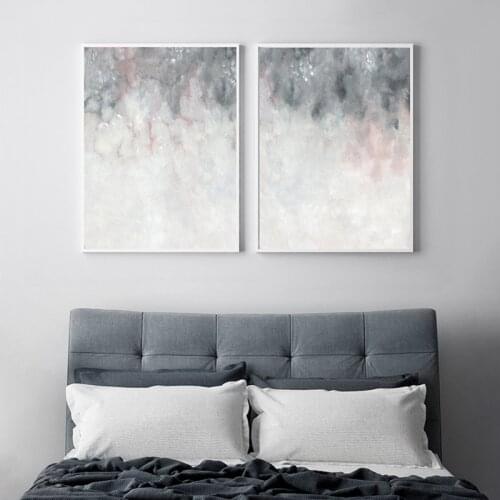 Abstract Wall Art Grey and Pink Watercolor Paintings Nordic Canvas Posters Prints Canvas Living Room Bedroom Corridor Decoration