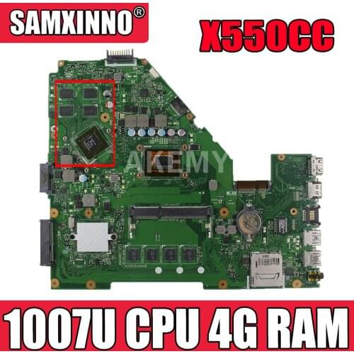 Akmey X550CC For Asus X550CA R510C Y581C X550C X550CL laptop motherboard 1007U CPU 4G RAM tested 100% work original mainboard