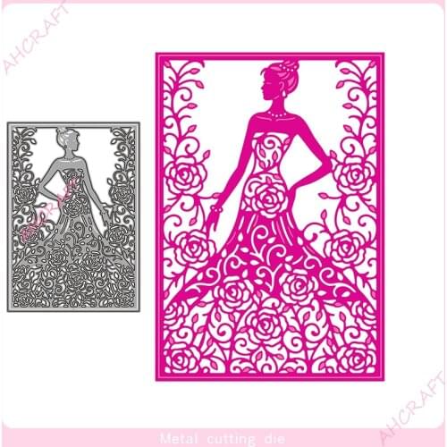 Princess Dress Hollow Frame Metal Cutting Dies for DIY Scrapbooking Photo Album Decorative Embossing PaperCard Crafts Die2021