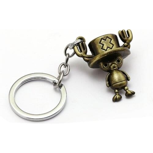 Anime One Piece Keychain Figure Model Tony Chopper Key Ring Holder Metal Fashion Car Bag Chaveiro Key Chain Pendant Jewelry