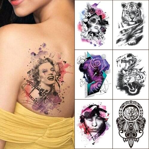 Black temporary tattoo sticker dragon tiger beast of prey figure cool Waterproof fake tattoo for man and woman Thigh arm body