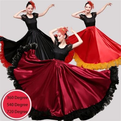 Gypsy Spain Flamengo Gril Dance Dress Flamencodance Costume Women Vestidos Performance 360/540/720 Degree Chorus Belly Dance