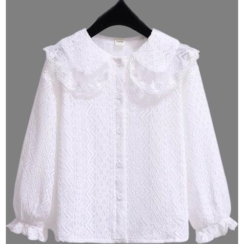 Girls Chiffon Blouses for Child School Uniform 2018 Top Spring&Summer Kids Full Sleeve White England Style Shirt Clothes