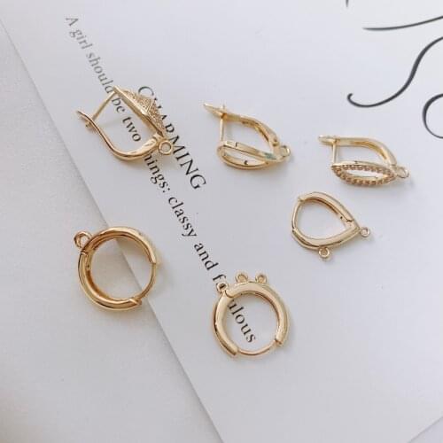 DIY accessories wholesale copper plating 18K real gold color hollow three-dimensional ear clip porous Earrings