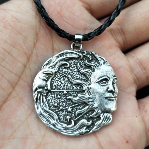 Dropshipping Witchcraft Sun Moon Star Wicca Pagan Spiritual Jewelry Vintage Mandala Flower Lady Necklace Men Ouija Witch Pendant