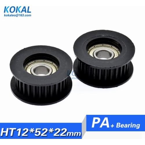 [H1252-22]1PCS/lot 6201zz 6201 Nylon DIY Printer Synchronous belt Wire rope pulley ball bearing H Groove Type wheel 12*52*22mm