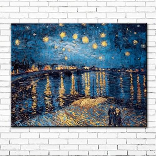 Impression Van starry night Rhone river scenery canvas printings oil painting printed on canvas home wall art decoration picture