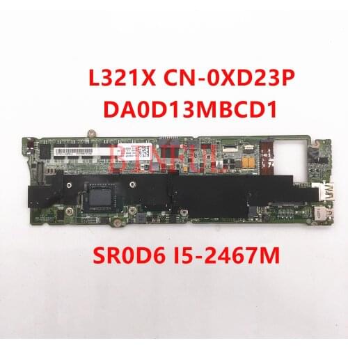 High quality For DELL xps 13 L321X Laptop motherboard CN-0XD23P 0XD23P XD23P DA0D13MBCD1 W/ SR0D6 I5-2467M CPU 100% full Tested