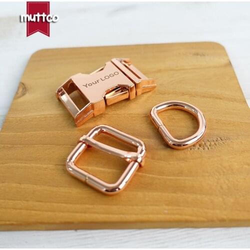 Metal buckle+adjust buckle+D ring/set) DIY dog collar pet supplies 2.0cm sewing zinc alloy customize LOGO engraved name phone