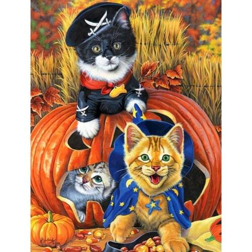 MomoArt 5D DIY Diamond Embroidery Cat Rhinestone Art Diamond Painting Animal Cross Stitch Halloween Decorations