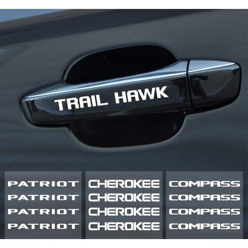 4PCS Car Door Handle Trim Sticker Wiper Vinyl Decal for Jeep Ranegade Patriot Wrangler Grand Cherokee Trail Hawk Rubicon Compass