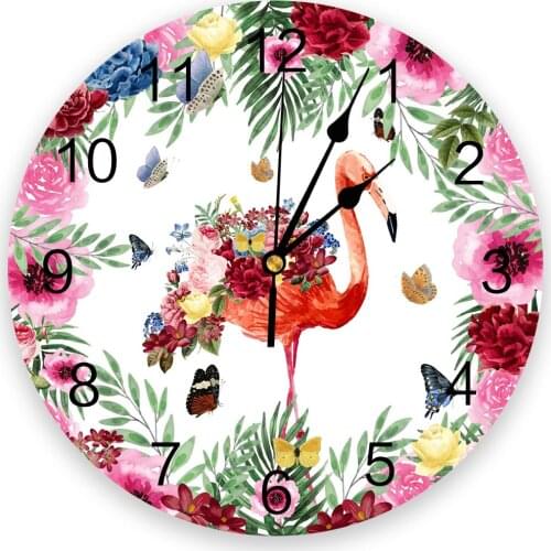 Flamingo Butterfly Flower 3D Wall Clock Modern Design Living Room Decoration Kitchen Clock Art Wall Watch Home Decor