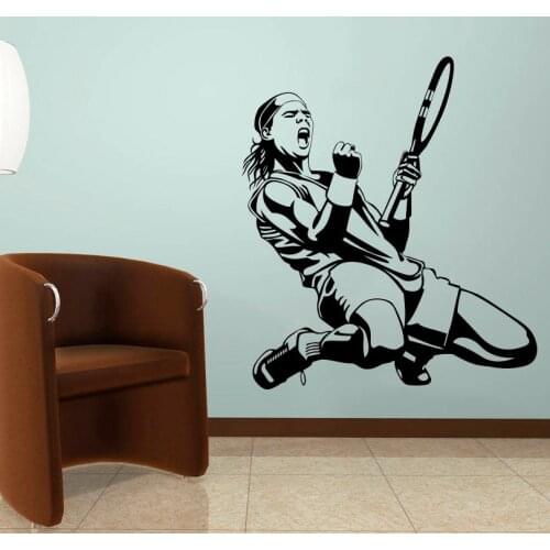 Tennis Player Wall Decals Nadal Sports Wall Sticker Tennis Silhouette Art Design Vinyl Fans Poster Boys Teen Room Decor X873