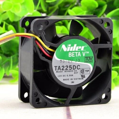 NIDEC TA225DC B34605-33 60*60*25 12V 0.58A 3 wire power inverter fan