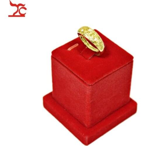 New Red Velvet Wedding Gold Ring Jewelry Organizer Tower Vertical Square Ring Jewelry Display Holder Storage Stand 5*5*5.5CM