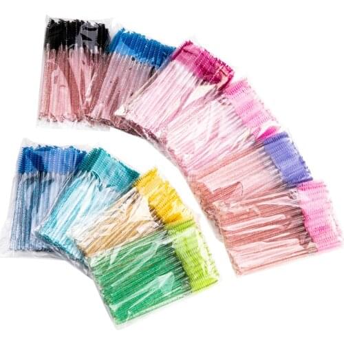 Disposable Eyelash Brush 50 PCS Crystal Eye Lash Brush Mini Mascara Wands Applicator Wands Brush Eyelash Extension Makeup Brush