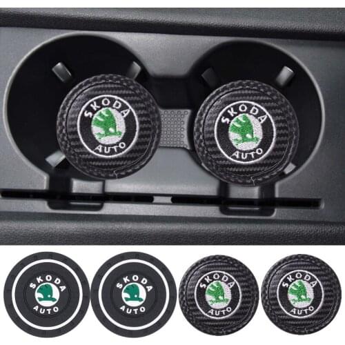 Car Cup Holder Coaster for Skoda Logo Kodiak Octavia Yeti Karoq Fabia 1 Superb 2 Rapid Kodiaq GT Kamiq Non-slip Mat Accessories