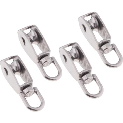 4x 15mm Single Pulley Sheave Lifting Block Hanging Wheel 304 Stainless Steel