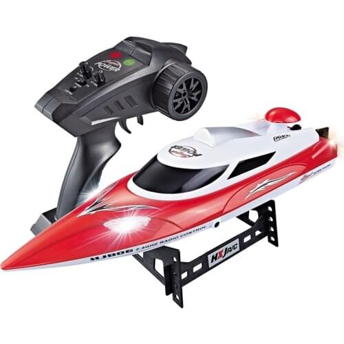 RC DRONE HJ806 2.4G 4CH 180 Flip Waterproof 35Km/h High Speed Racing RC Boat w/ Colorful LED Lights RC Speedboat Kids Gift Toy